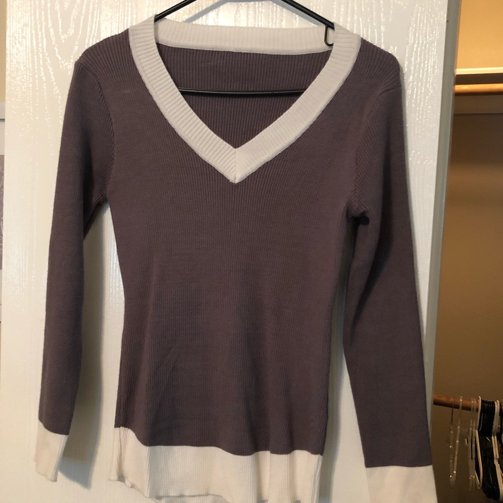 Grey and white sweater